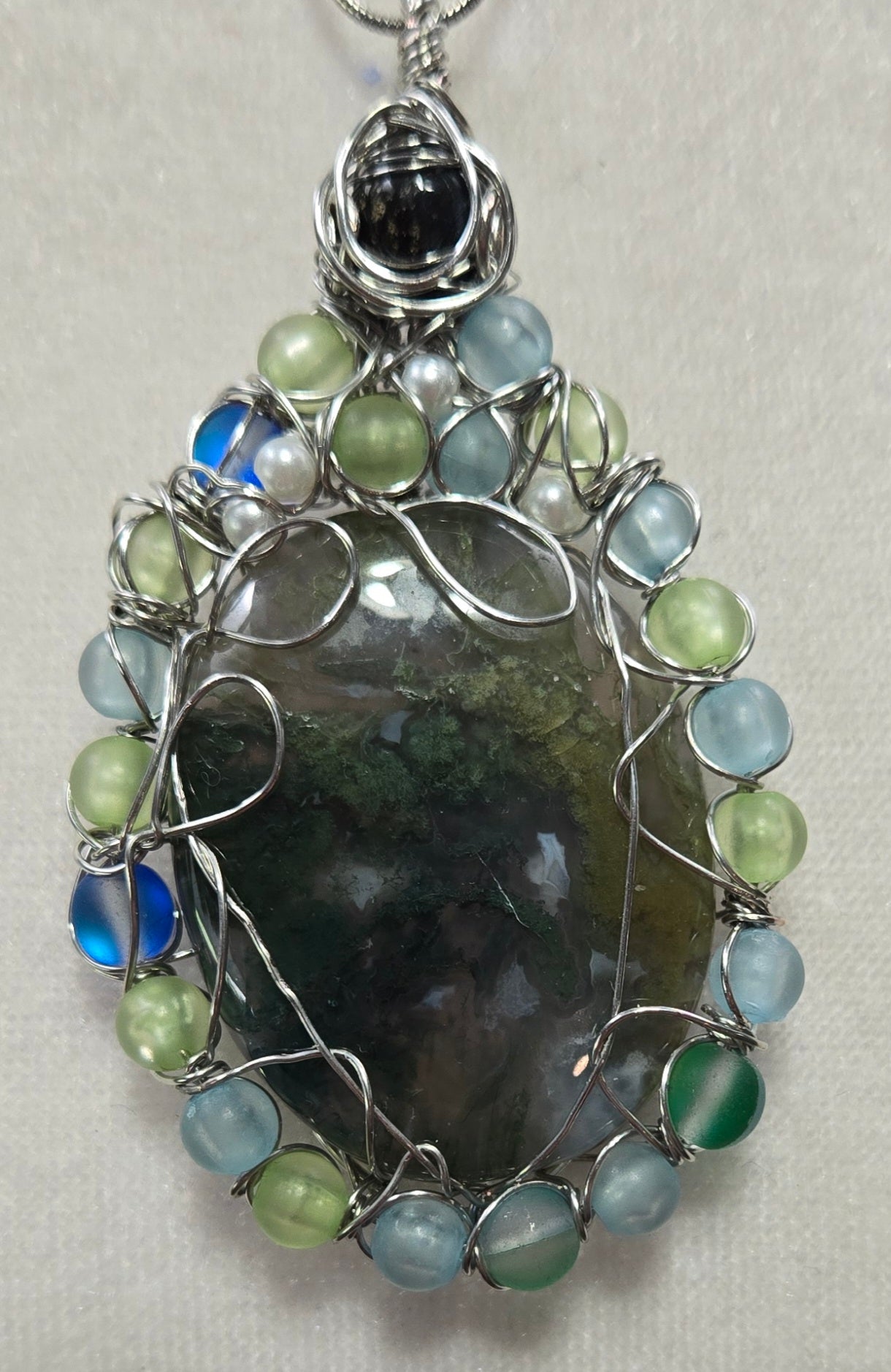 Moss Agate w/Blue Tiger's eye!