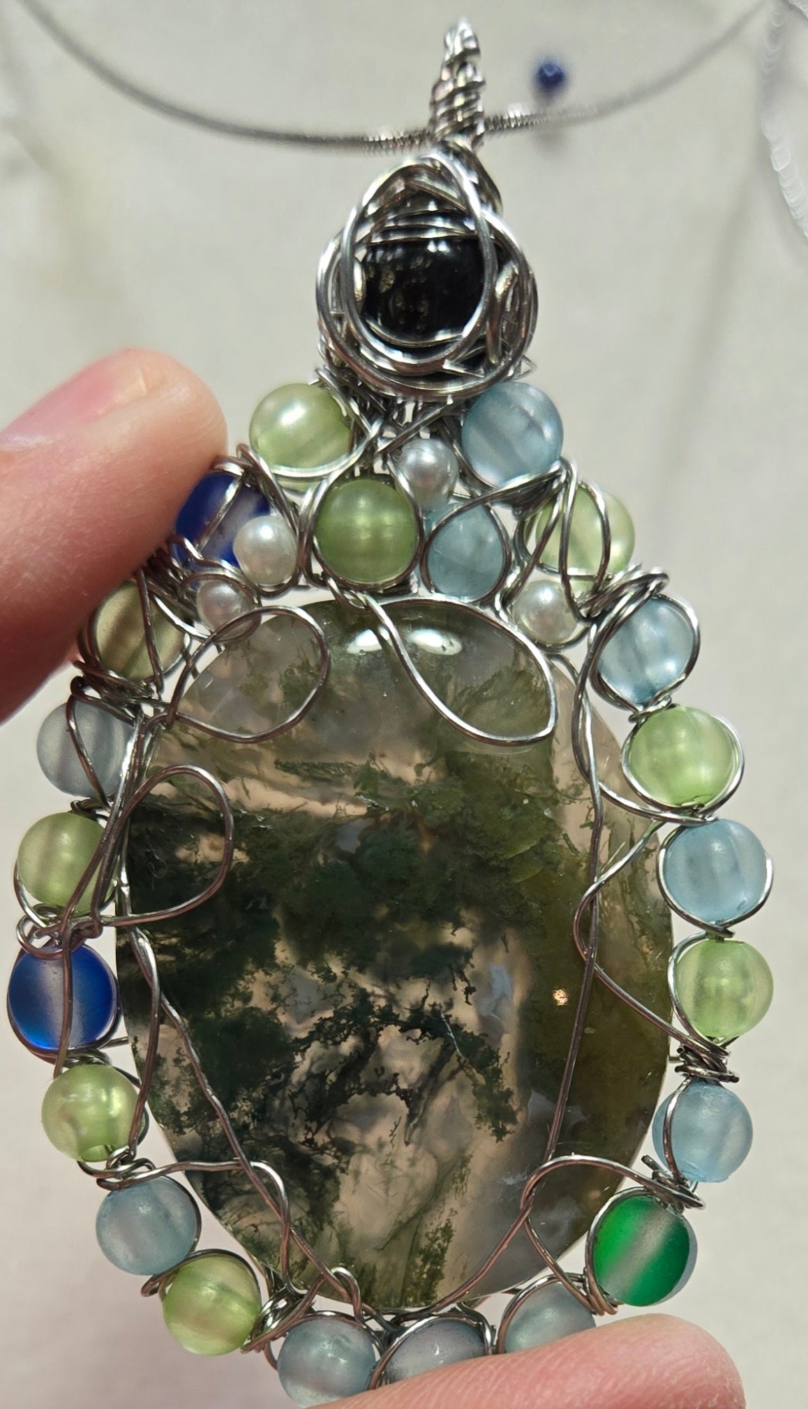 Moss Agate w/Blue Tiger's eye!